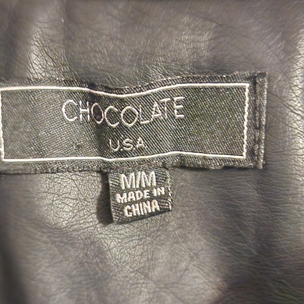 Chocolate Black Biker Jacket Size M teens Juniors - Picture 5 of 5